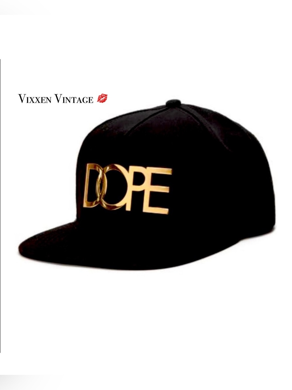 DOPE ‘LARGE GOLD METAL LOGO SNAPBACK’ IN BLACK